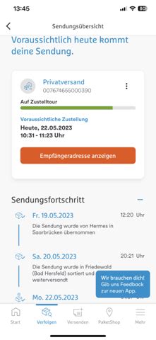 hermes voraussichtliche zustellung keine angabe|Hermes sendungsverfolgung.